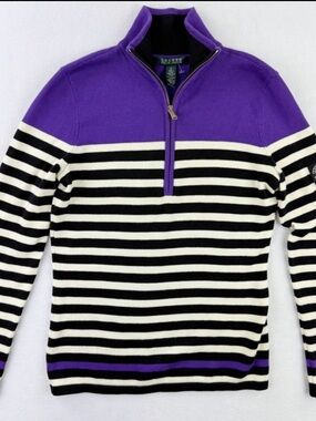Ralph Lauren Striped Quarter-Zip Sweater
